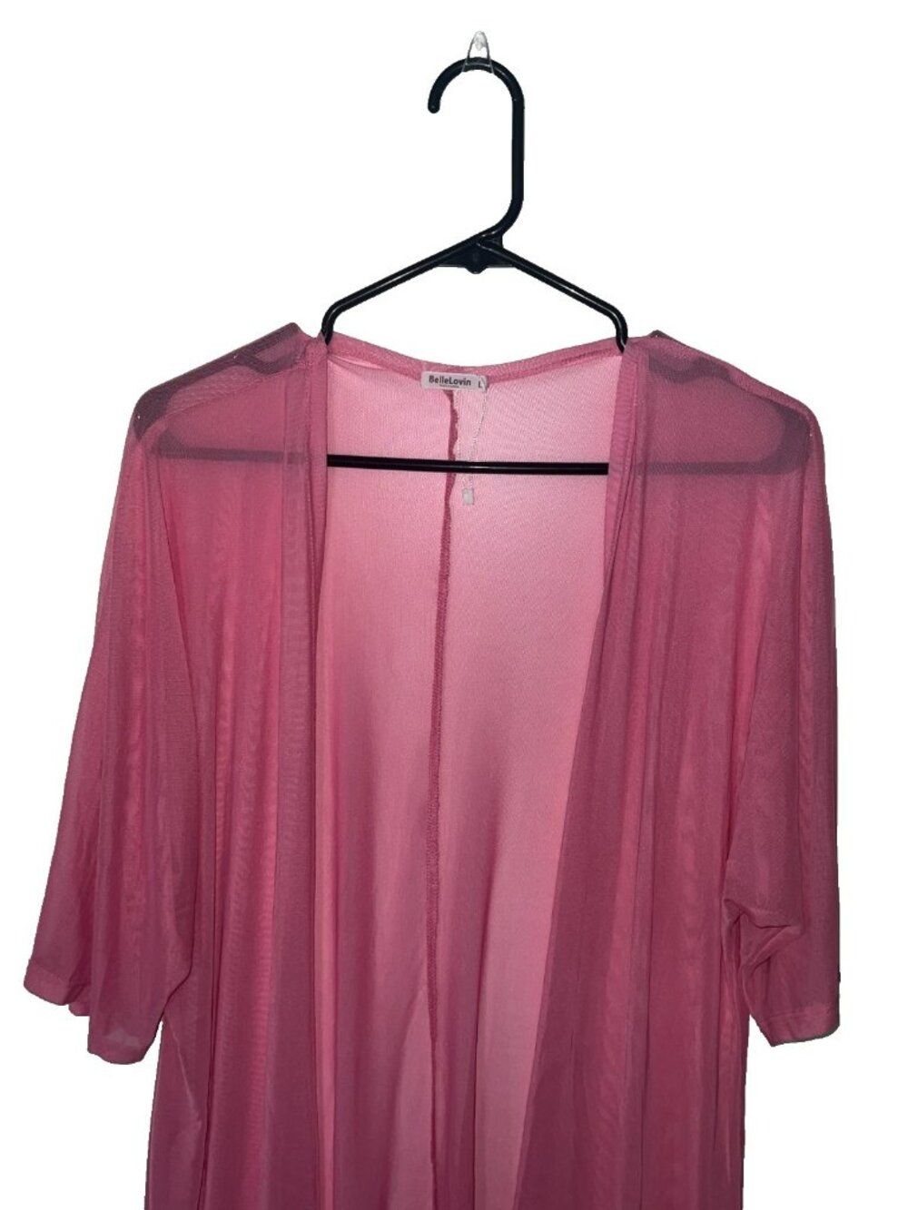 BelleLovin Womens Sexy Sheer Short Sleeve Cover Up swimwear pink size L NWOT - Picture 2 of 9